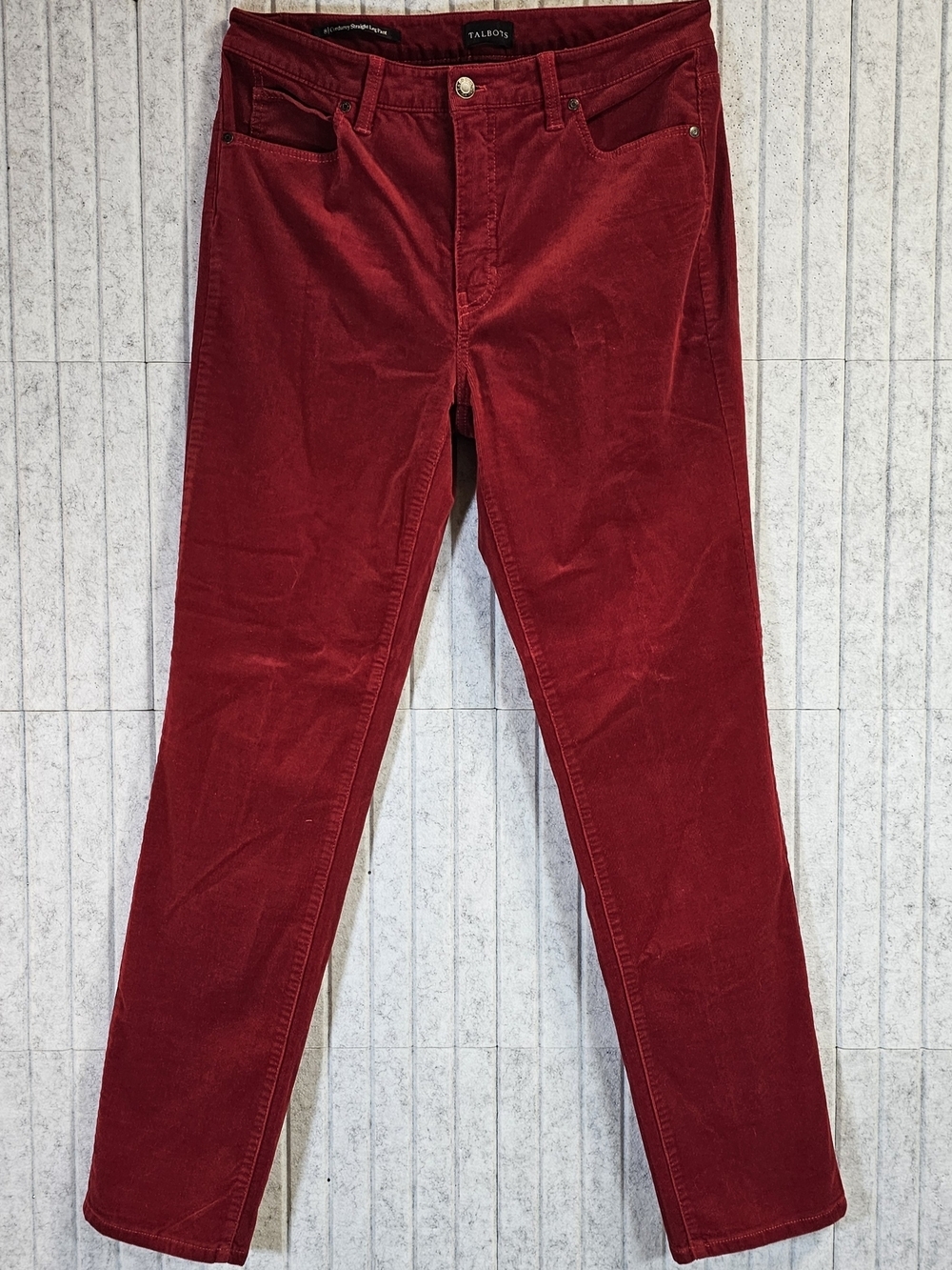 Talbots Red Corduroy Pants Size 8 Straight Leg Classic Stretch Velvet Feel - Picture 2 of 4